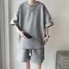 Men Casual Round Neck Short-Sleeved Loose T-Shirt And Shorts Two-Piece Set