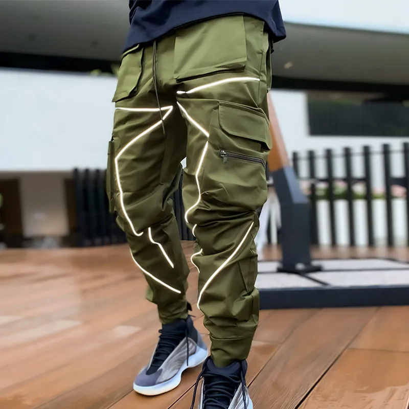 Men Fashion Casual Solid Color Cargo Straight Pants