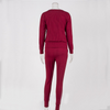 Women Fashion Solid Color Long Sleeve Rib-Knit Top And Drawstring Waist Pants Two Piece Set