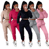 Women Fashion Casual Athleisure Solid Color Hoodie And Pants Sports Set