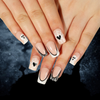 ( Buy 1 Get 2 ) Women Fashion Halloween White Black Border Ghost Heart Love Cobweb Wearable False Nails