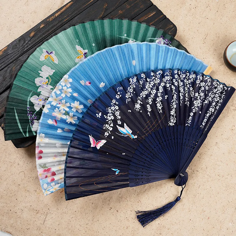 Creative Chinese Style Butterfly Flower Print Bamboo Folding Fan