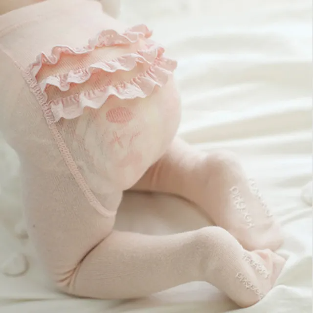 Children Solid Color Lace Decor Pantyhoses