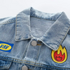 Kids Fashion Torch Pattern Letter Printed Denim Jacket