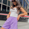 Women Summer Basic Solid Color Fashion Street High Waist Loose Wide Leg Casual Shorts