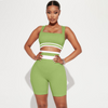 Women Fashion Tank Top Tight Shorts Two-Piece Sports Set