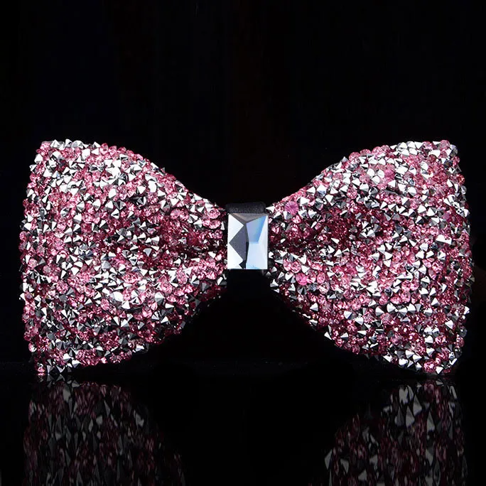 (Buy 1 Get 1) Men'S Casual Fashion Rhinestone Exquisite Nightclub Solid Color Bow Tie