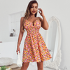 Women'S Fashion Sexy Tiny Flower Printing Defined Waist Slip Dress