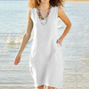 Women Fashion Summer Casual Solid Color Sleeveless Dress