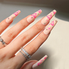 Buy 1 Get 2) Valentine Day Women Fashion Long Ballet Nude Powder Love Rhinestone Wearable False Nails