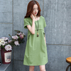 Women Fashion Minimalist Casual Solid Color Round Neck Short Sleeve Dress