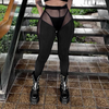 Women Sexy Spring Solid Color Mesh See-Through Patchwork High Waist Leggings