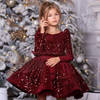 Kids Toddler Big Girls Fashion Party Cute Sweet Mesh Sequins Long Sleeve Tutu Princess Dress