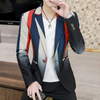 New Fashion Color Blocking Men Slim Fit Casual Lapel Long Sleeve Blazer