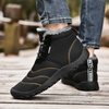 Men Winter Solid Color Round-Toe Flat Shots Lace-Up Slip On Snow Ankle Boots