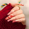 ( Buy 1 Get 2 ) Women Fashion Christmas Flame Snowflake Wearable False Nails