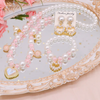 (Buy 1 Get 1) Children Kids Baby Fashion Girls Heart Pearl Bead Necklace Bracelet Earrings Set