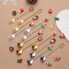 (Buy 1 Get 2) Christmas Cartoon Christmas Wreath Santa Claus Stainless Steel Fork Spoon Tableware