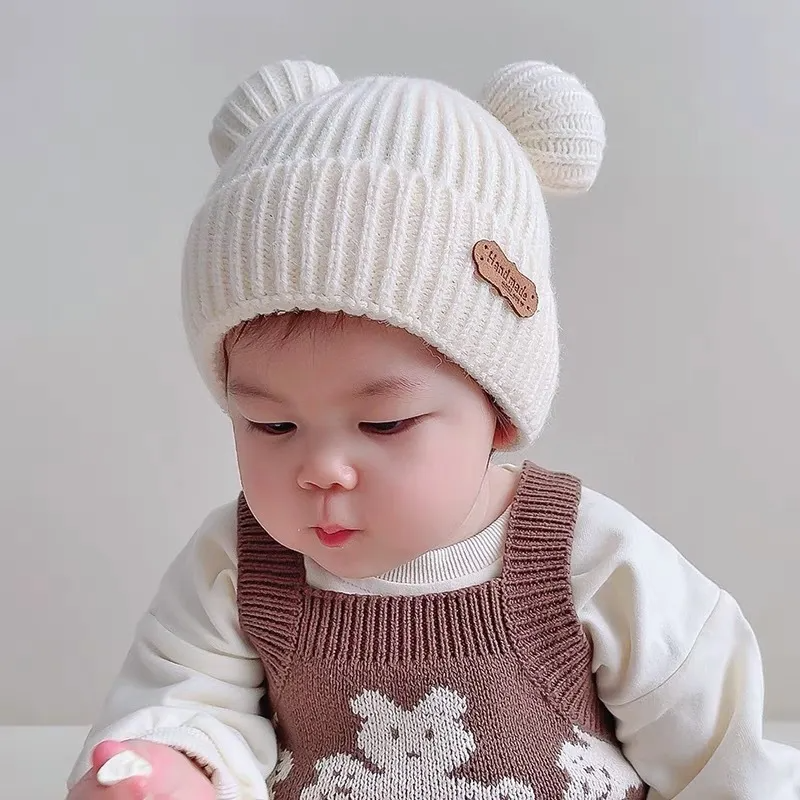 (Buy 1 Get 1) Kids Autumn Winter Casual Cute Fur Ball Solid Color Knitwear Hat