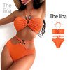 Women'S Sexy Small Chest Push Up Halter Neck Swimsuit Two-Piece Set