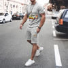 Men Casual Printed Round Neck T-Shirt And Shorts Two-Piece Set