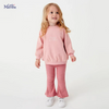 (Buy 1 Get 1) Kids Toddler Big Girls Autumn Winter Fashion Casual Simple Solid Color Letter Sweater Flare Trousers Set