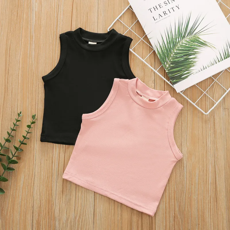 Children Kids Baby Fashion Girls Solid Color Sleeveless Vest