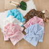 Kids Simple Solid Color Long Sleeve Lapel Plush Night-Robe