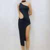 Women Fashion Sexy Solid Color Cut Out Irregular Dress