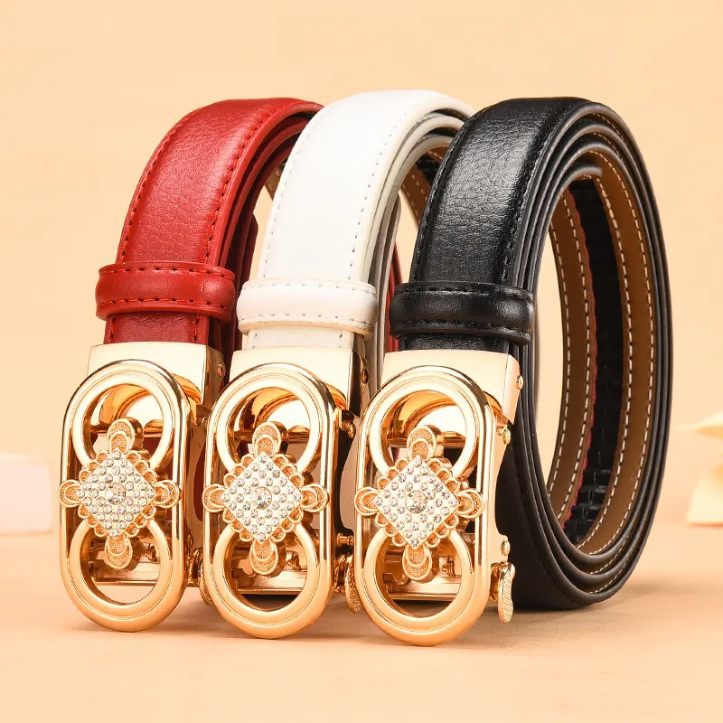 Women'S Fashion Casual Rhinestone Alloy Automatic Buckle Belt