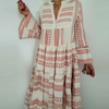 Women Ethnic Printed V-Neck Flared Sleeve Loose Dress