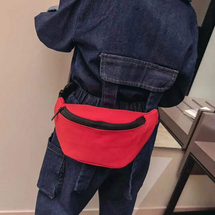 Simple Style Kids Solid Color Zipper Design Waistpack