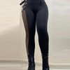 Fashion Street Women Black Mesh Slim-Fit Belted Skinny Pants