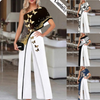 Women Wide Leg Pants Fashion Print Pattern Jumpsuit