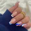 ( Buy 1 Get 2 ) Women Fashion Blue White Stitching Wavy Wearable False Nails