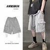 Men Casual Solid Color Overalls Loose Shorts