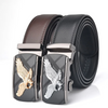 Men Fashion Casual Business Solid Color Leather Eagle Metal Buckle Belt