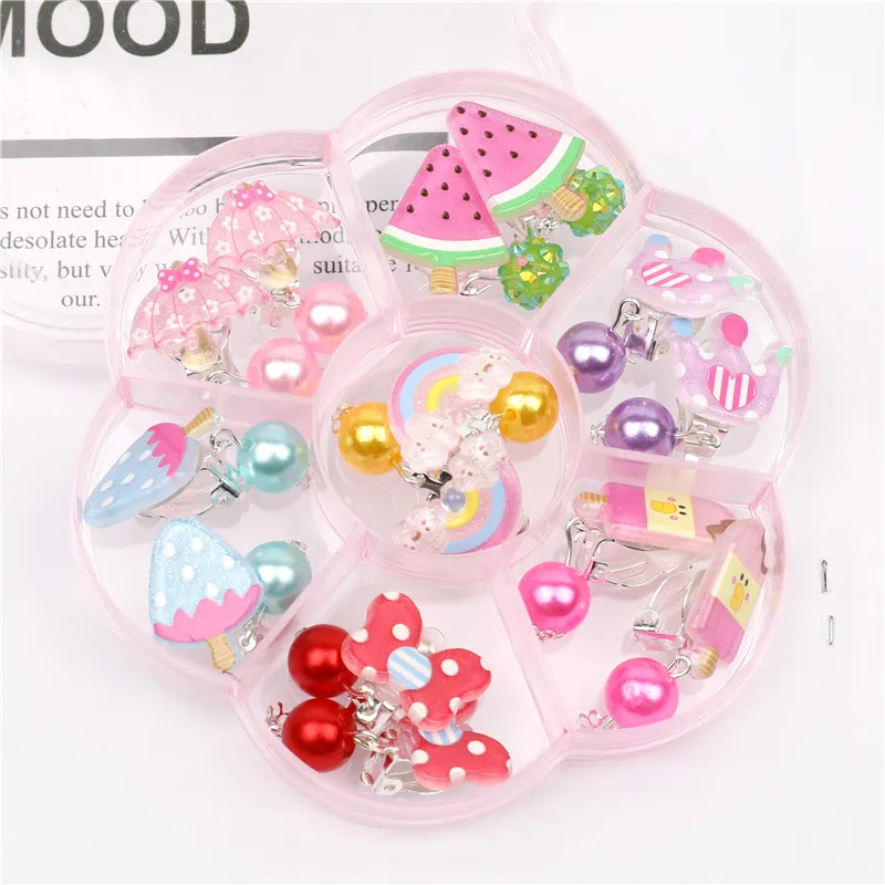 (Buy 1 Get 1) Children Kids Baby Fashion Girls Cartoon Acrylic Earrings Ear Clips