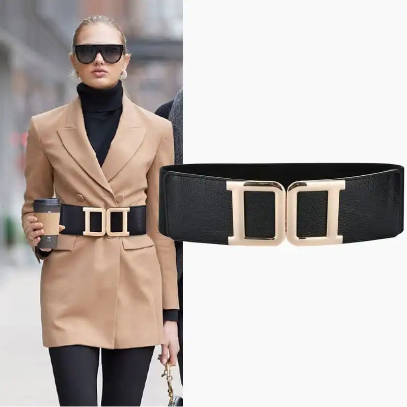 Women Fashion Stretch Wide PU Belt