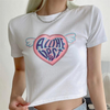 Solid Color Women'S Fashion Round Neck Edgy Letter Print Short Sleeve Crop Top