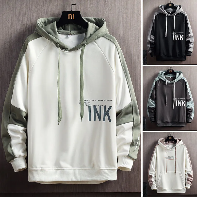 Men Casual Letter Print Loose Hoodies