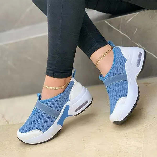 Women Fashion Plus Size Casual Fly Woven Elathe Strap Sneakers