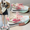 Women Fashion Casual Color Block Mesh Breathable Platform Sneakers