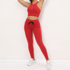 Solid Color Women Sexy Bra Fit Slim Fit Drawstring Waist Sports Pants Fitness Set