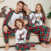 Christmas Fashion Cartoon Elk Plaid Print Parent-Child Pajamas Set