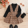 Toddler Girls Fashion Casual Solid Color Long Sleeve Round Neck Sweater Print Skirt Sets