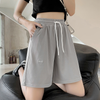 2 Pieces Women Casual Athleisure Wide Leg Loose Drawstring Sports Shorts