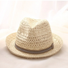 Men  Solid Color Hollow Out Straw Fedora Hat