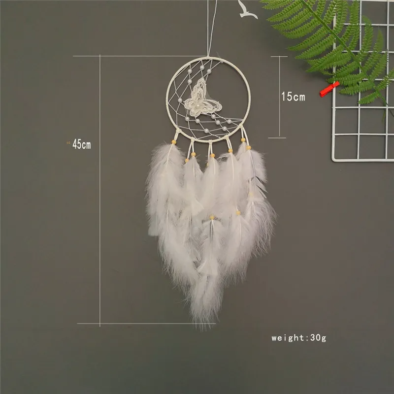 (Buy 1 Get 1) White Butterfly Dream Catcher Feather Pendant Wind Chimes