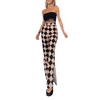 Women'S Fashion Plaid Printing High-Waist Slit Flared Trousers